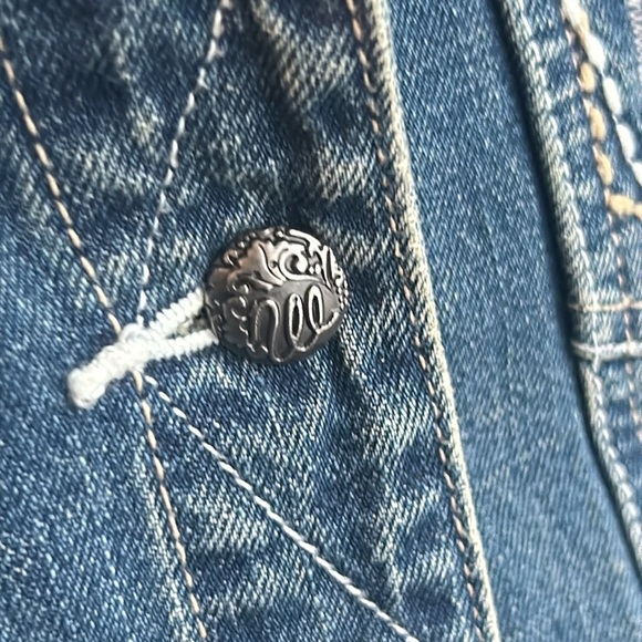 Wrangler Western Denim Embroidered Pockets Jean Denim Jacket Women Size M - Picture 12 of 17